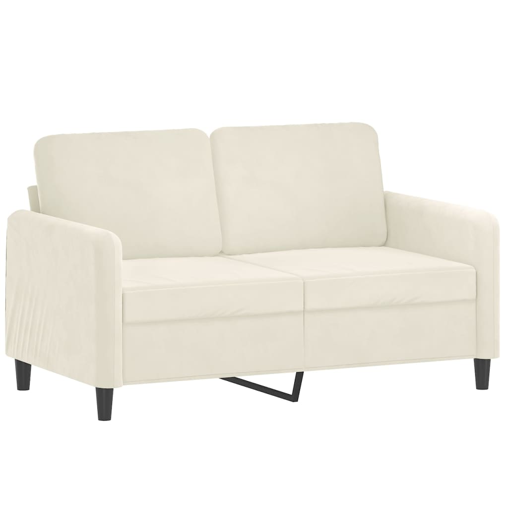 Tweezitsbank met sierkussens 120 cm fluweel crèmekleurig is nu te koop bij PeponiXL, paradijselijk wonen!