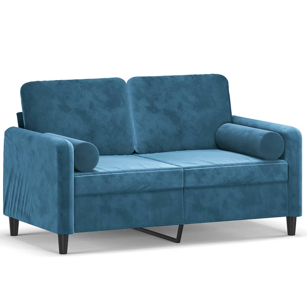 Tweezitsbank met sierkussens 120 cm fluweel blauw is nu te koop bij PeponiXL, paradijselijk wonen!