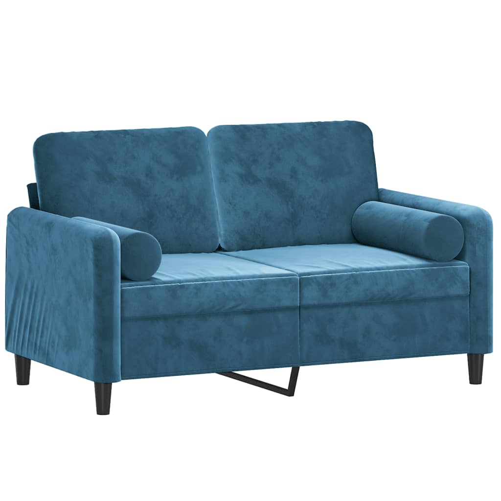 Tweezitsbank met sierkussens 120 cm fluweel blauw is nu te koop bij PeponiXL, paradijselijk wonen!
