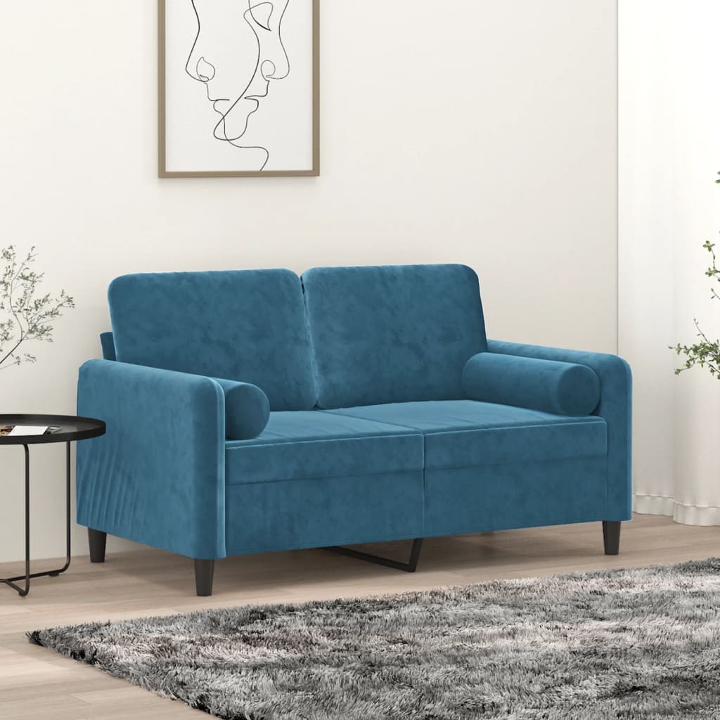 Tweezitsbank met sierkussens 120 cm fluweel blauw is nu te koop bij PeponiXL, paradijselijk wonen!