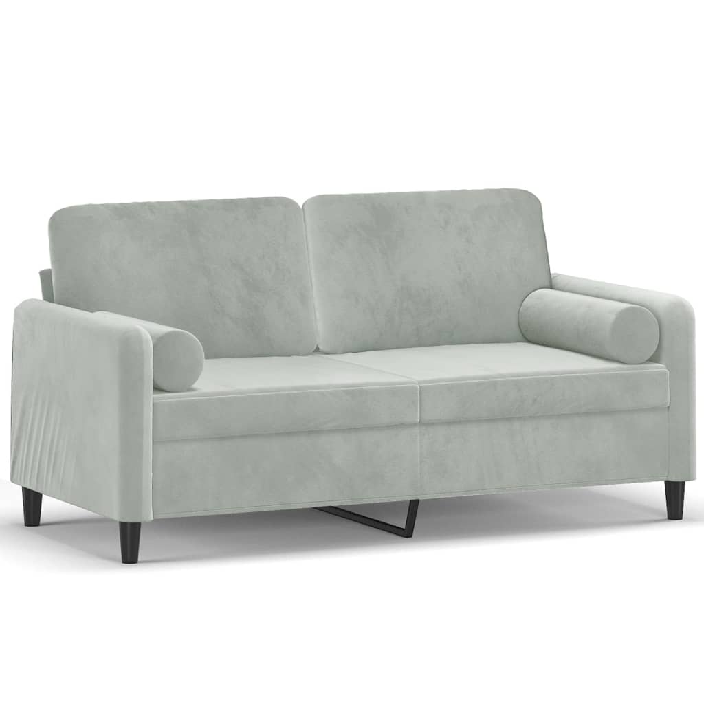 Tweezitsbank met sierkussens 140 cm fluweel lichtgrijs is nu te koop bij PeponiXL, paradijselijk wonen!
