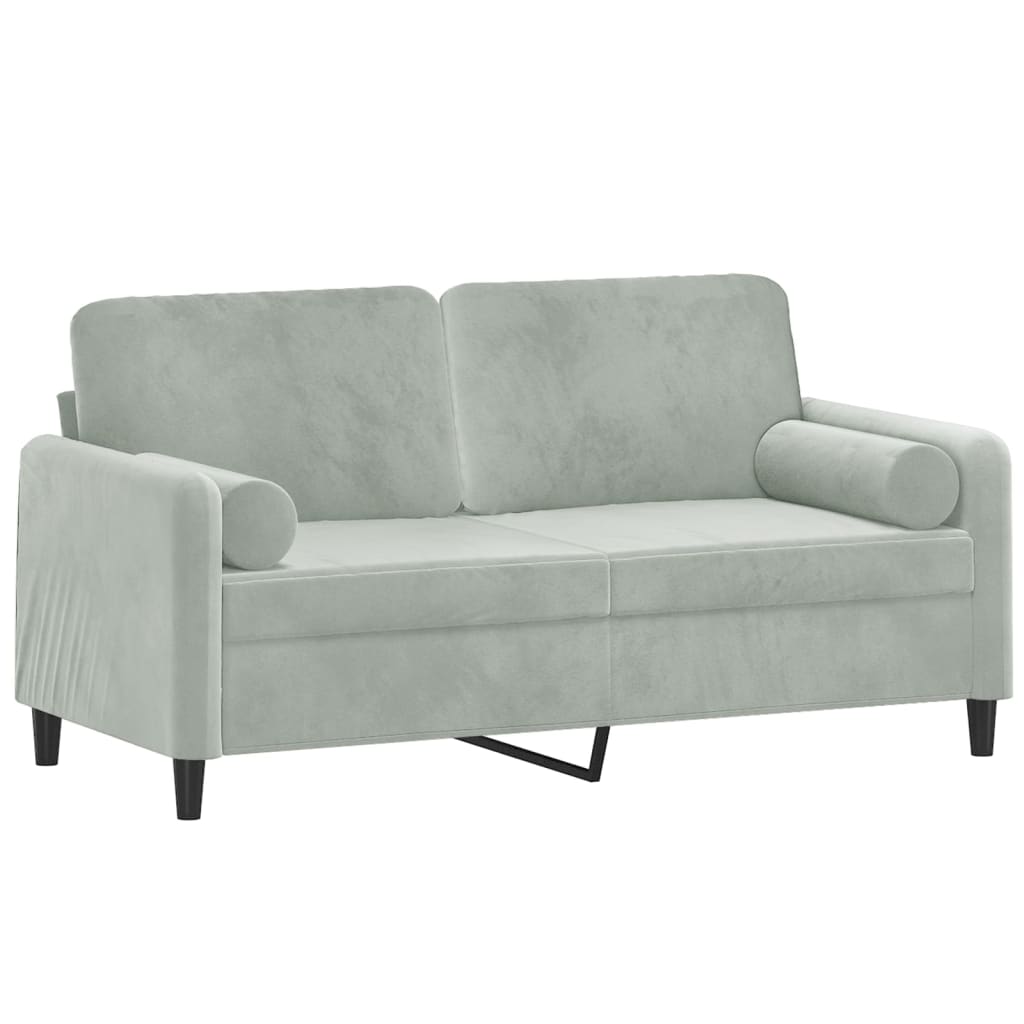 Tweezitsbank met sierkussens 140 cm fluweel lichtgrijs is nu te koop bij PeponiXL, paradijselijk wonen!