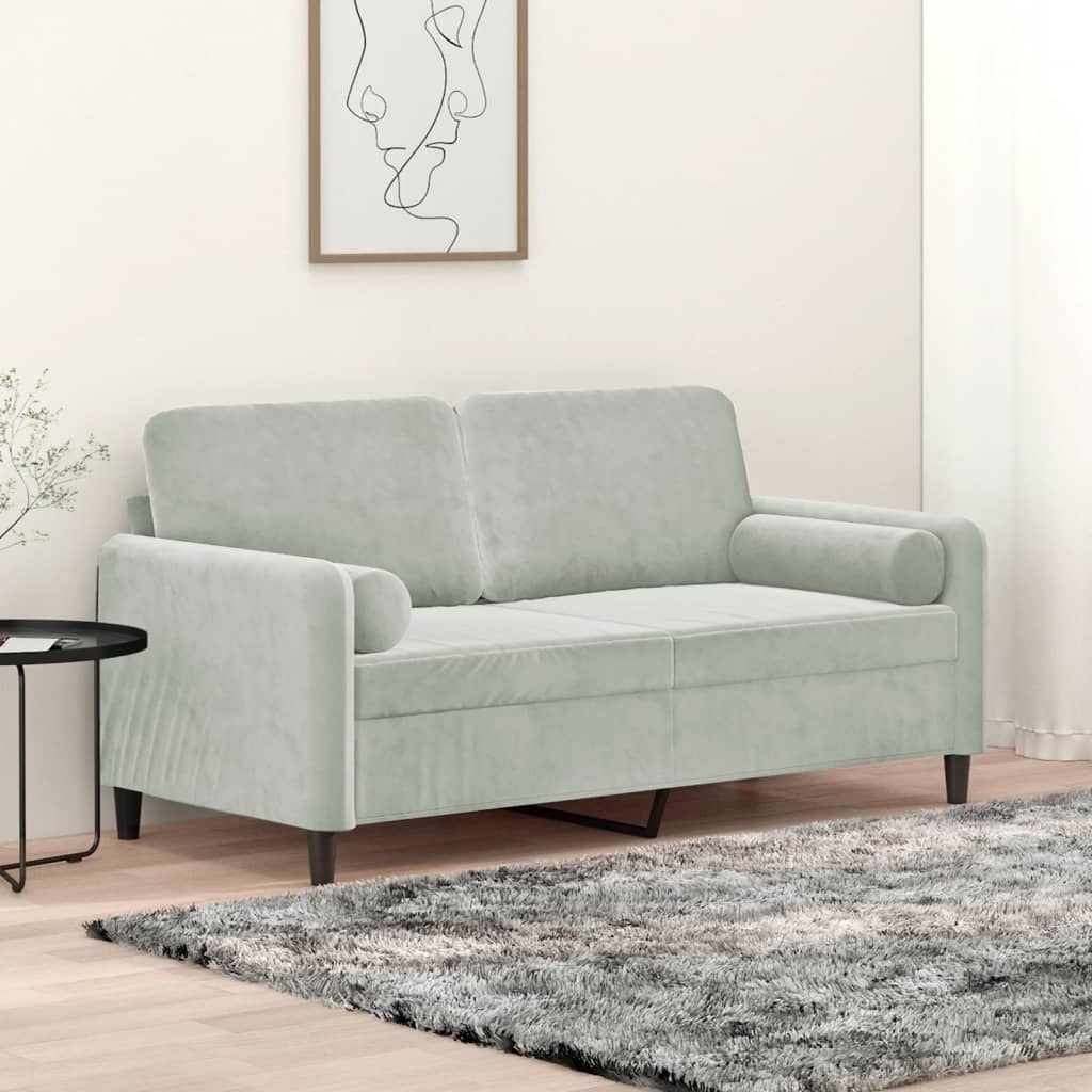 Tweezitsbank met sierkussens 140 cm fluweel lichtgrijs is nu te koop bij PeponiXL, paradijselijk wonen!