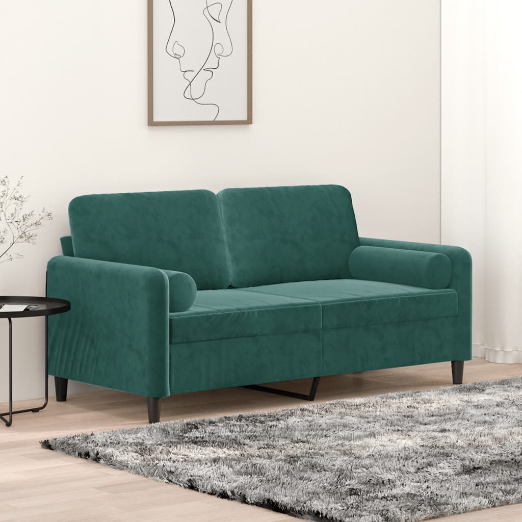 Tweezitsbank met sierkussens 140 cm fluweel donkergroen is nu te koop bij PeponiXL, paradijselijk wonen!