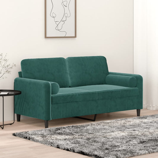 Tweezitsbank met sierkussens 140 cm fluweel donkergroen is nu te koop bij PeponiXL, paradijselijk wonen!