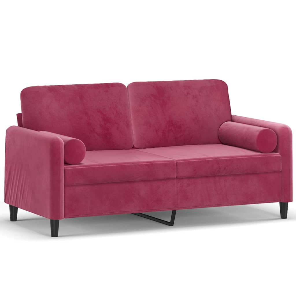 Tweezitsbank met sierkussens 140 cm fluweel wijnrood is nu te koop bij PeponiXL, paradijselijk wonen!