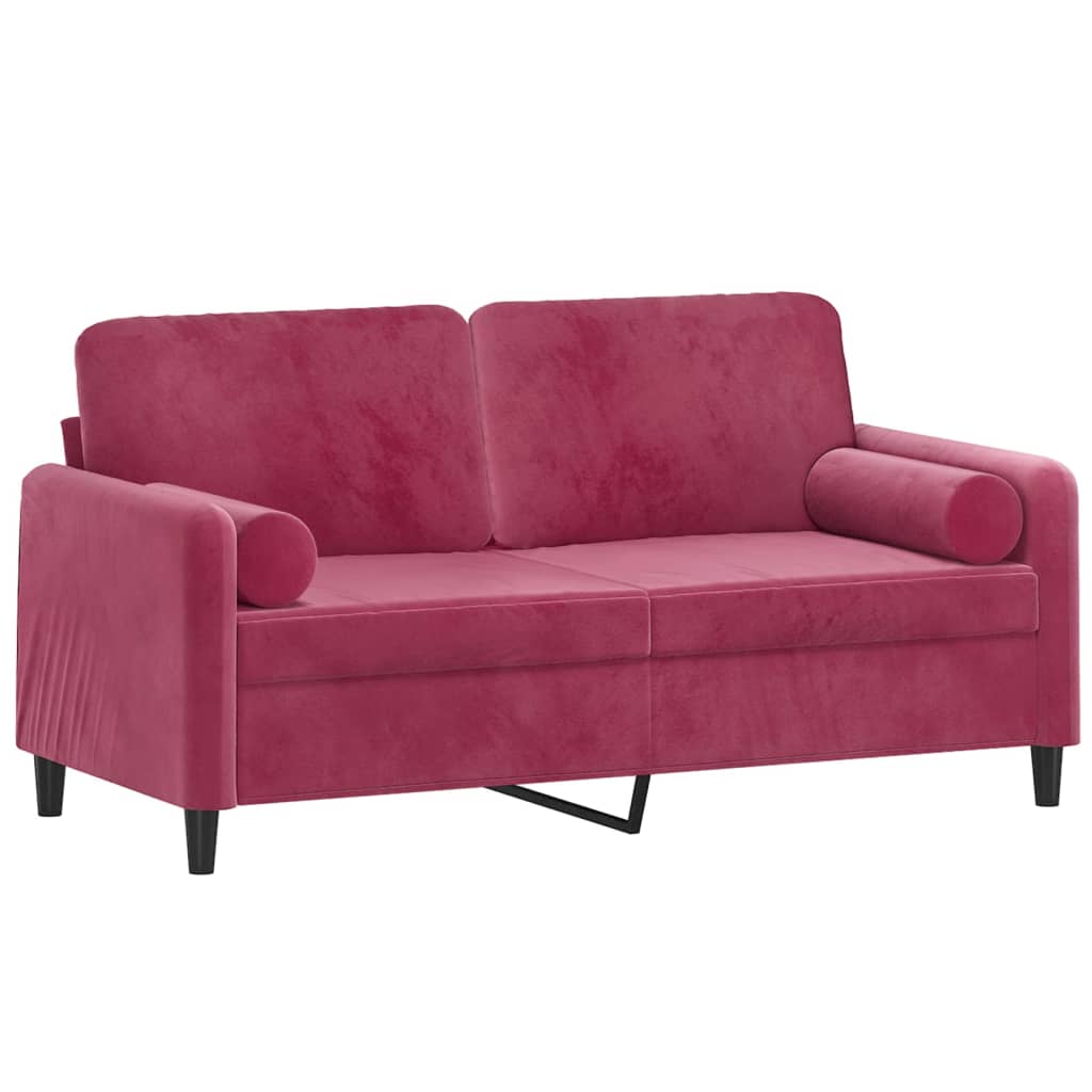 Tweezitsbank met sierkussens 140 cm fluweel wijnrood is nu te koop bij PeponiXL, paradijselijk wonen!