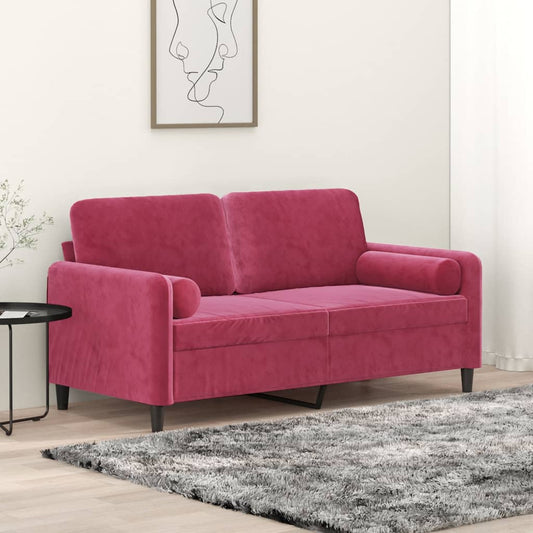 Tweezitsbank met sierkussens 140 cm fluweel wijnrood is nu te koop bij PeponiXL, paradijselijk wonen!