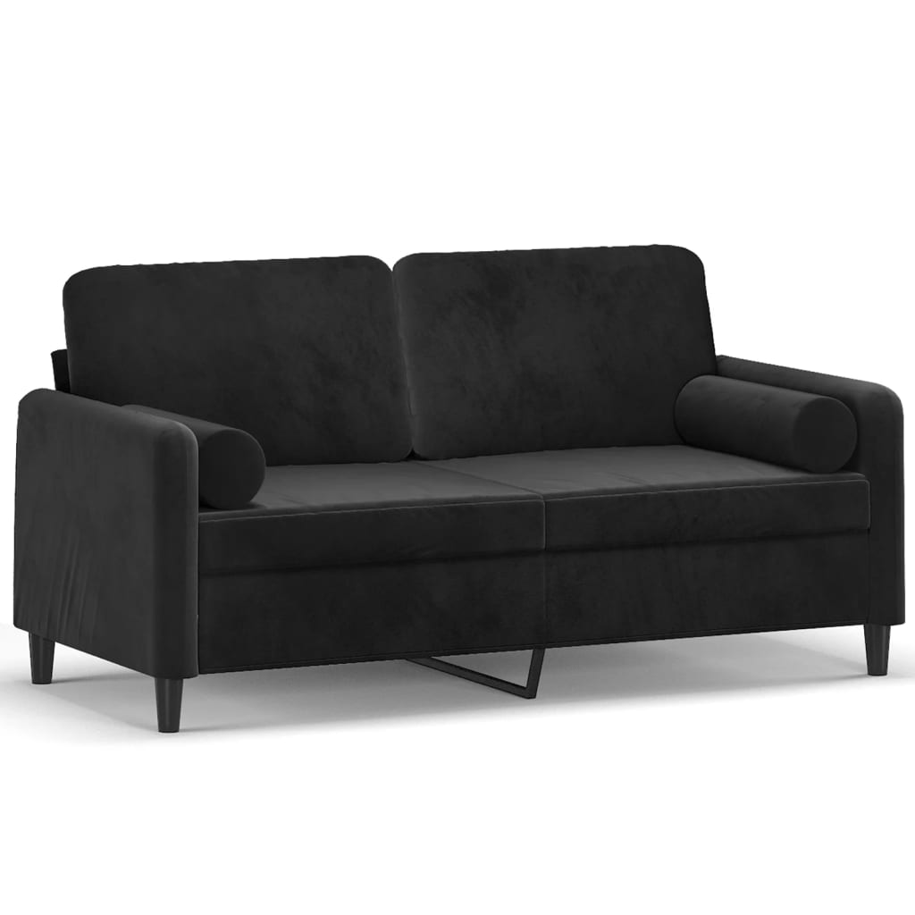 Tweezitsbank met sierkussens 140 cm fluweel zwart is nu te koop bij PeponiXL, paradijselijk wonen!