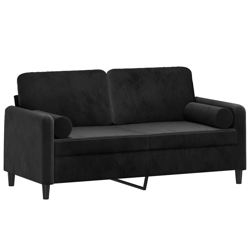 Tweezitsbank met sierkussens 140 cm fluweel zwart is nu te koop bij PeponiXL, paradijselijk wonen!