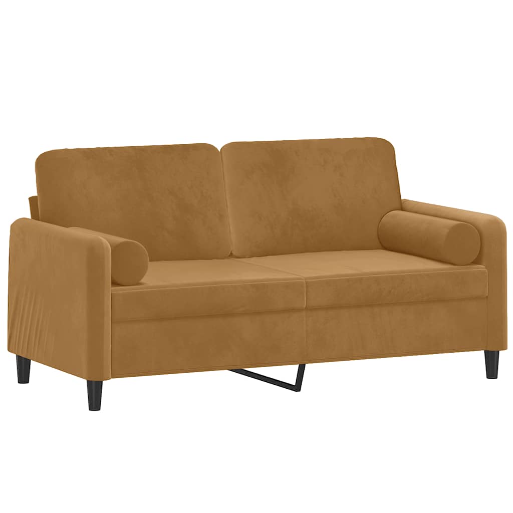 Tweezitsbank met sierkussens 140 cm fluweel bruin is nu te koop bij PeponiXL, paradijselijk wonen!