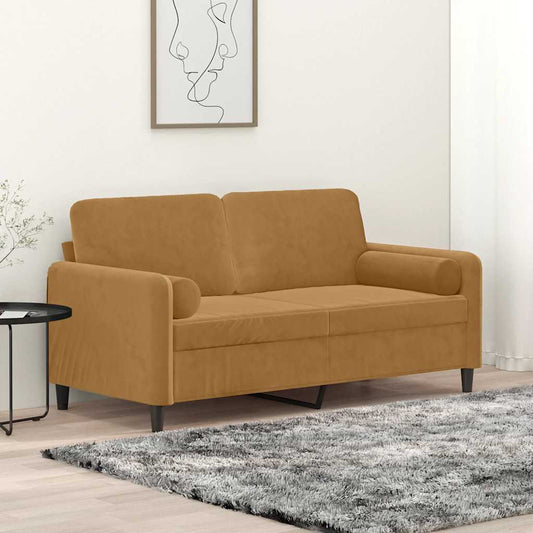 Tweezitsbank met sierkussens 140 cm fluweel bruin is nu te koop bij PeponiXL, paradijselijk wonen!