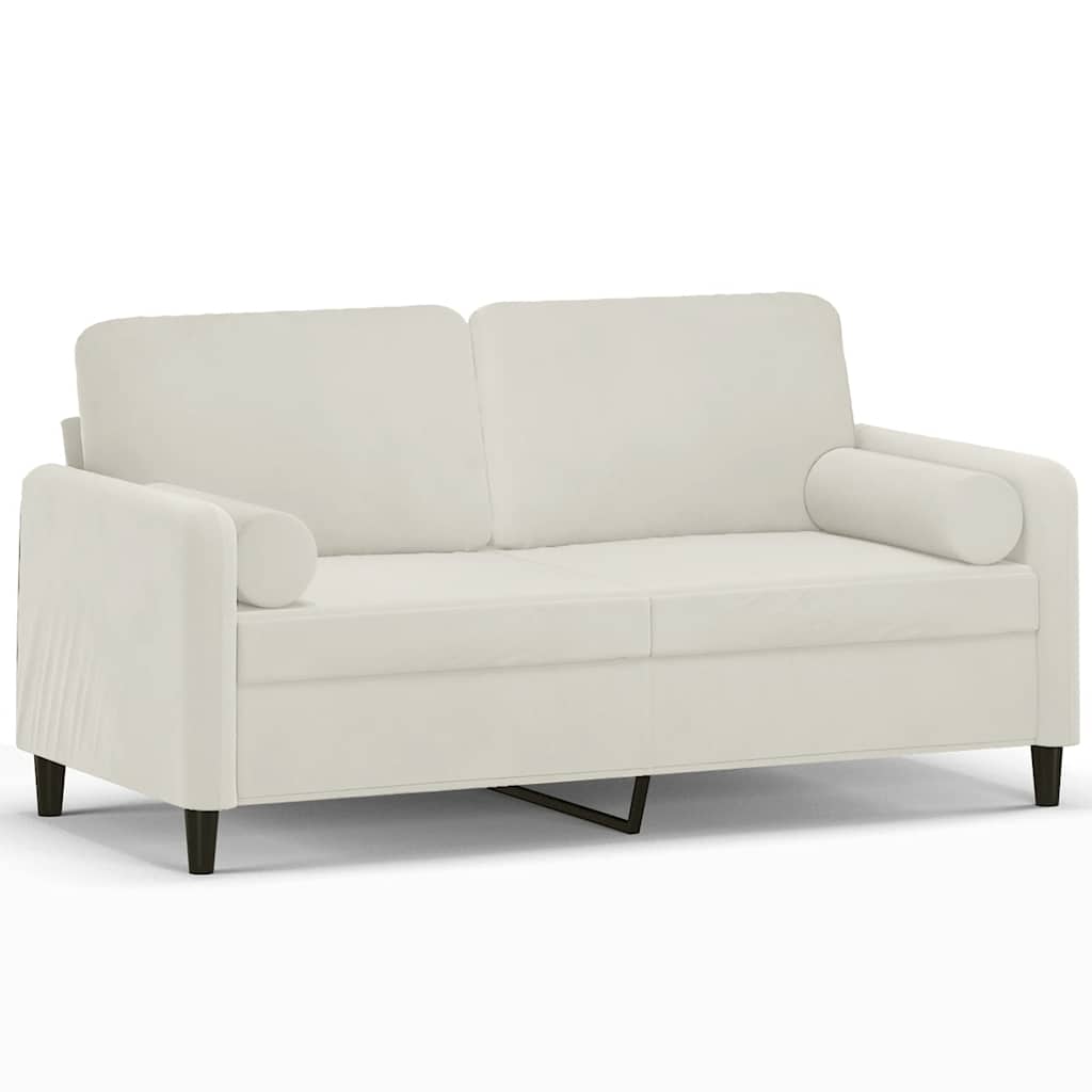 Tweezitsbank met sierkussens 140 cm fluweel crèmekleurig is nu te koop bij PeponiXL, paradijselijk wonen!
