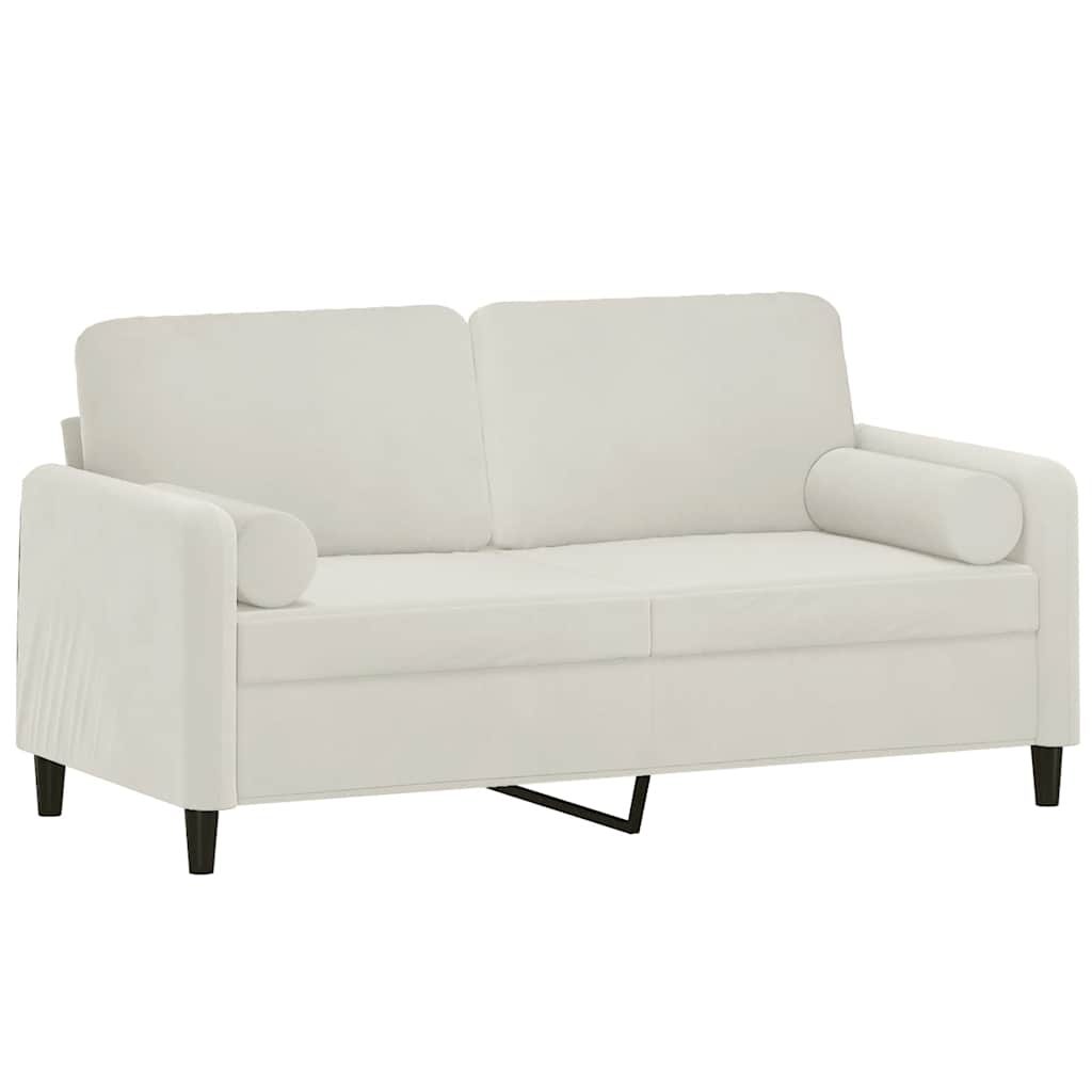 Tweezitsbank met sierkussens 140 cm fluweel crèmekleurig is nu te koop bij PeponiXL, paradijselijk wonen!