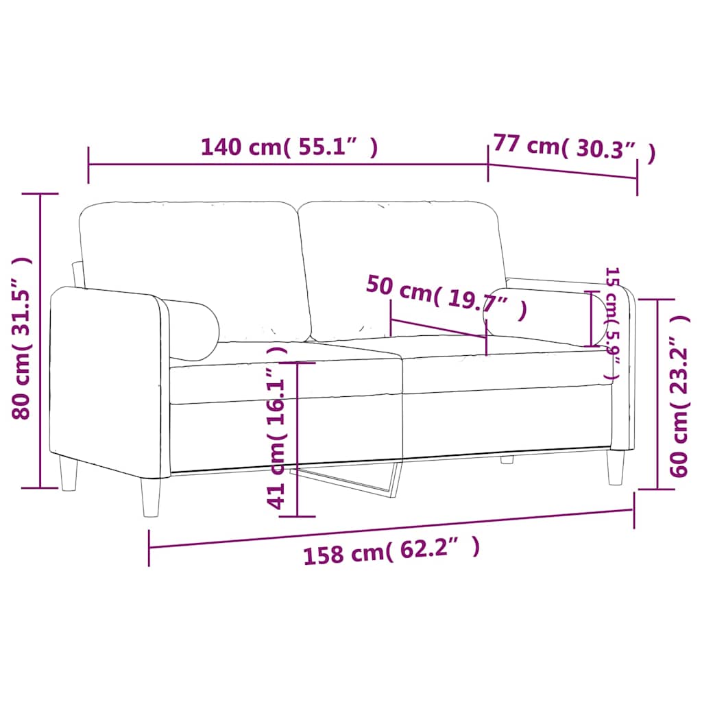 Tweezitsbank met sierkussens 140 cm fluweel crèmekleurig is nu te koop bij PeponiXL, paradijselijk wonen!