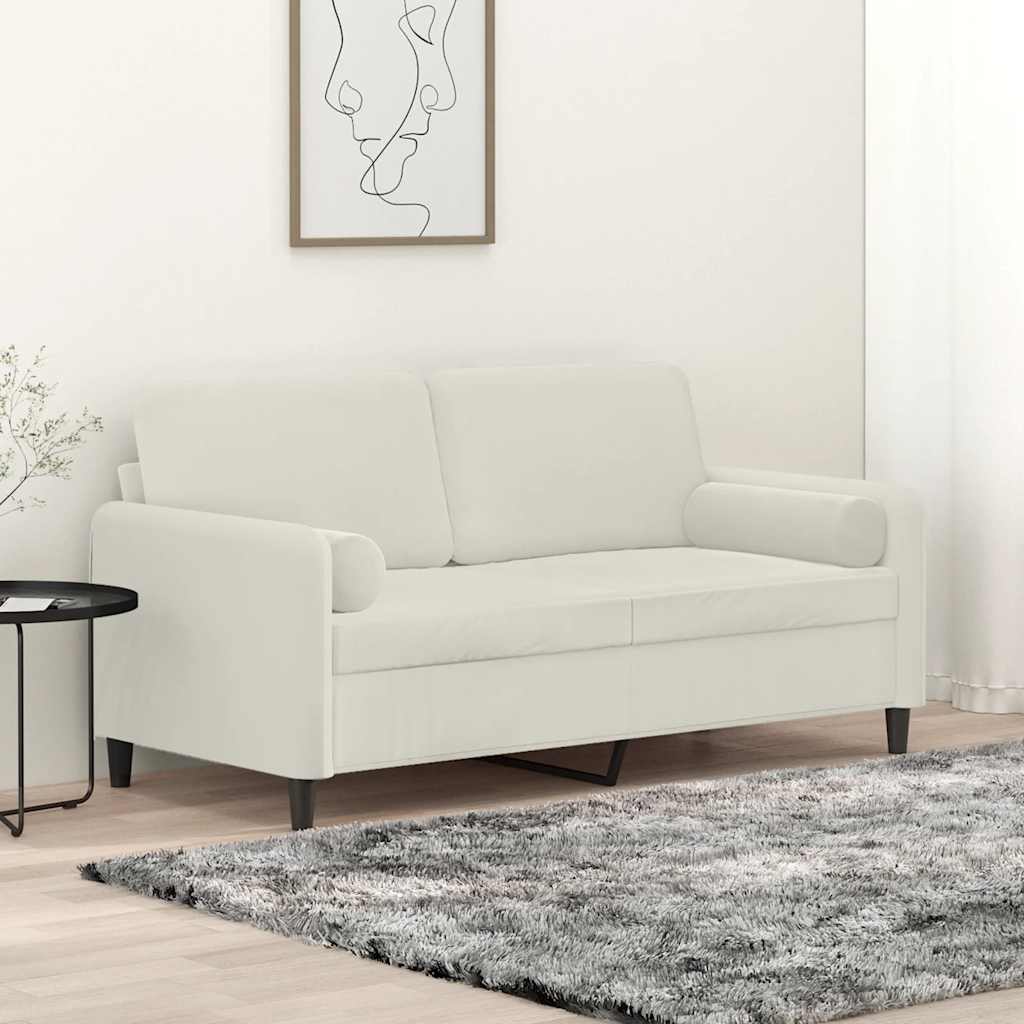 Tweezitsbank met sierkussens 140 cm fluweel crèmekleurig is nu te koop bij PeponiXL, paradijselijk wonen!