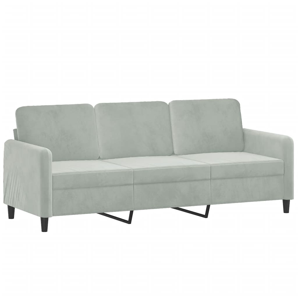 Driezitsbank met sierkussens 180 cm fluweel lichtgrijs is nu te koop bij PeponiXL, paradijselijk wonen!