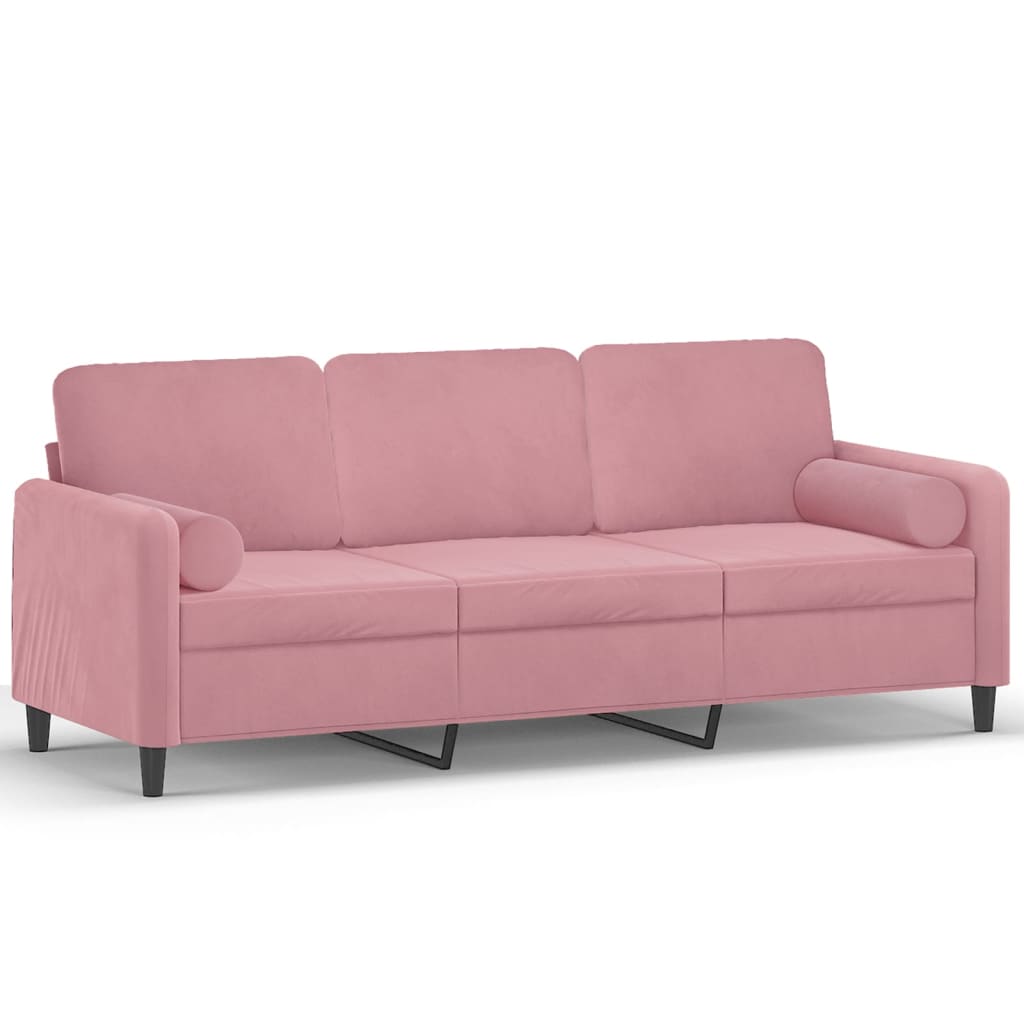 Driezitsbank met sierkussens 180 cm fluweel roze is nu te koop bij PeponiXL, paradijselijk wonen!