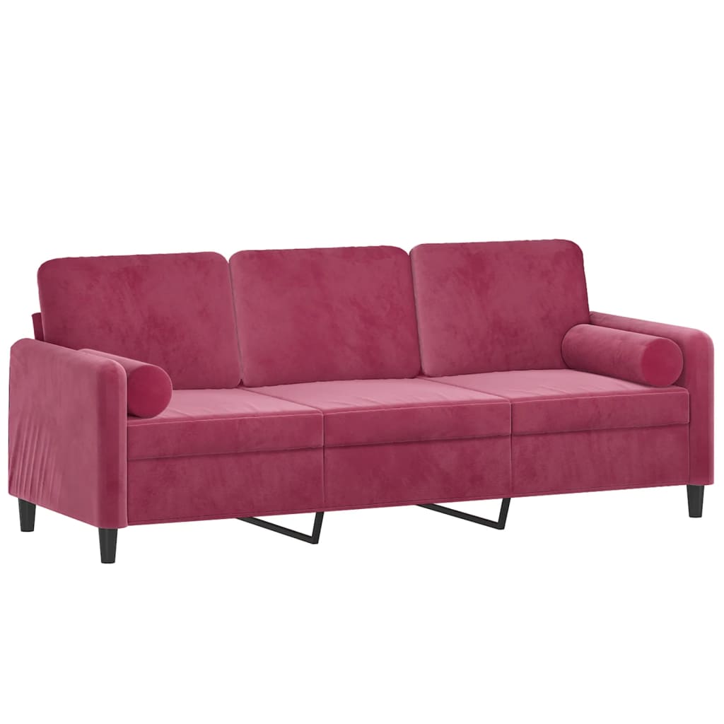 Driezitsbank met sierkussens 180 cm stof wijnrood is nu te koop bij PeponiXL, paradijselijk wonen!