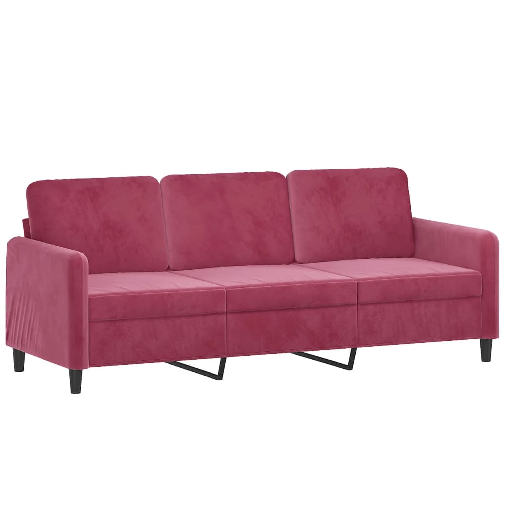 Driezitsbank met sierkussens 180 cm stof wijnrood is nu te koop bij PeponiXL, paradijselijk wonen!