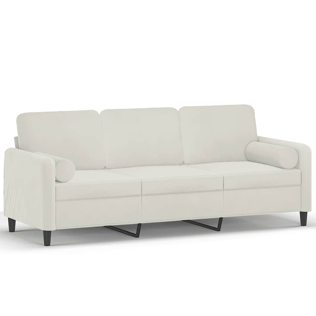 Driezitsbank met sierkussens 180 cm fluweel crèmekleurig is nu te koop bij PeponiXL, paradijselijk wonen!