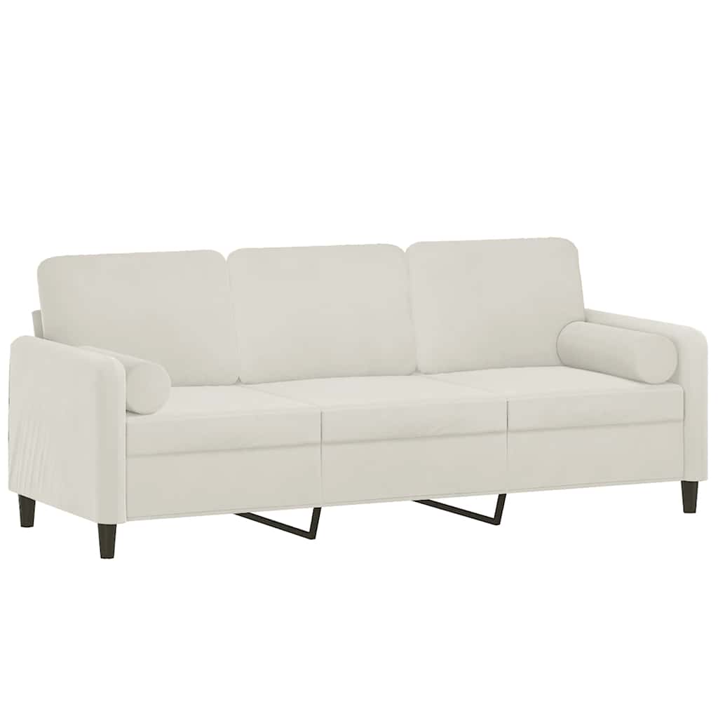 Driezitsbank met sierkussens 180 cm fluweel crèmekleurig is nu te koop bij PeponiXL, paradijselijk wonen!