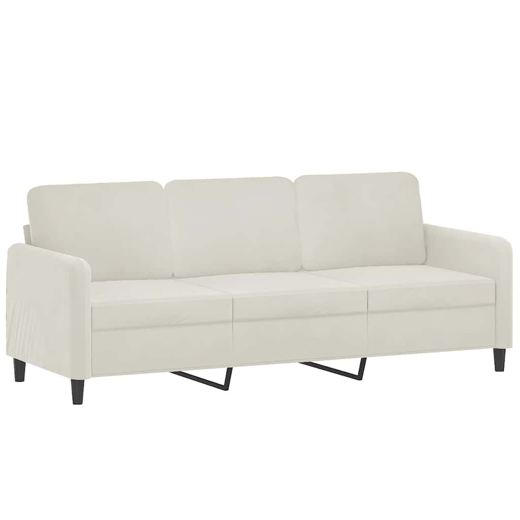 Driezitsbank met sierkussens 180 cm fluweel crèmekleurig is nu te koop bij PeponiXL, paradijselijk wonen!