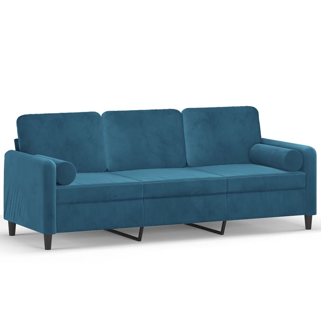 Driezitsbank met sierkussens 180 cm fluweel blauw is nu te koop bij PeponiXL, paradijselijk wonen!