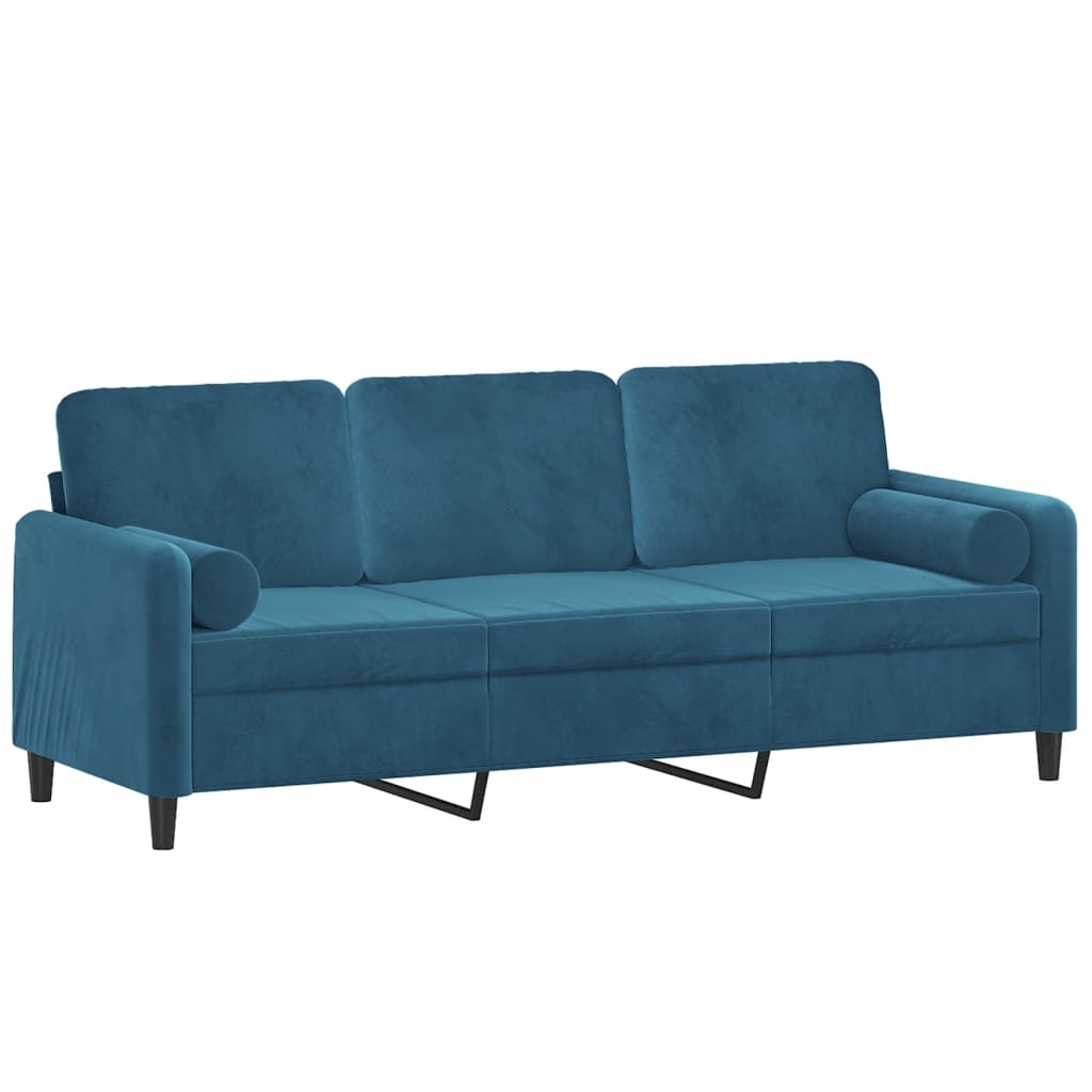 Driezitsbank met sierkussens 180 cm fluweel blauw is nu te koop bij PeponiXL, paradijselijk wonen!