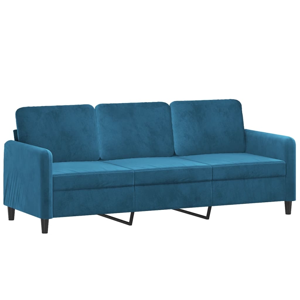 Driezitsbank met sierkussens 180 cm fluweel blauw is nu te koop bij PeponiXL, paradijselijk wonen!