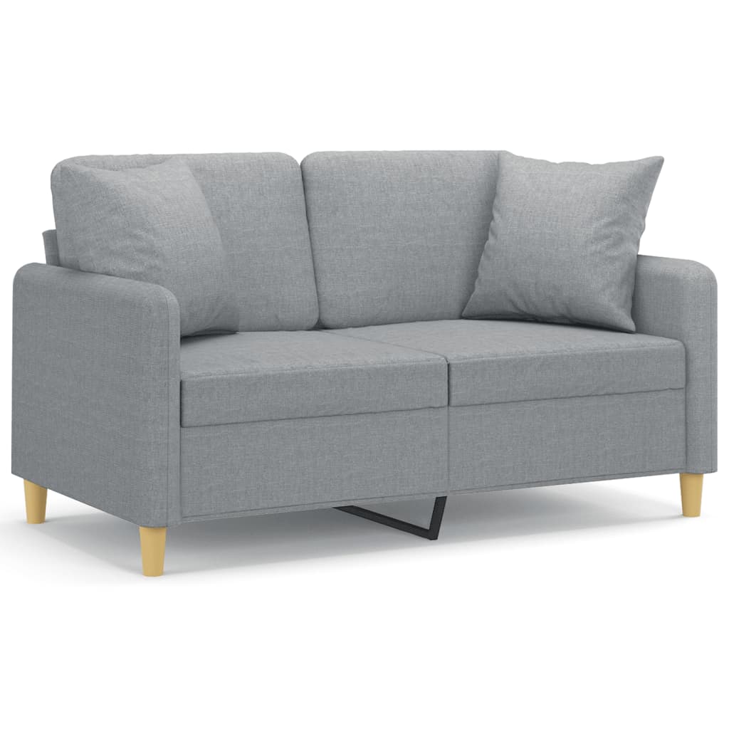 Tweezitsbank met sierkussens 120 cm stof lichtgrijs is nu te koop bij PeponiXL, paradijselijk wonen!