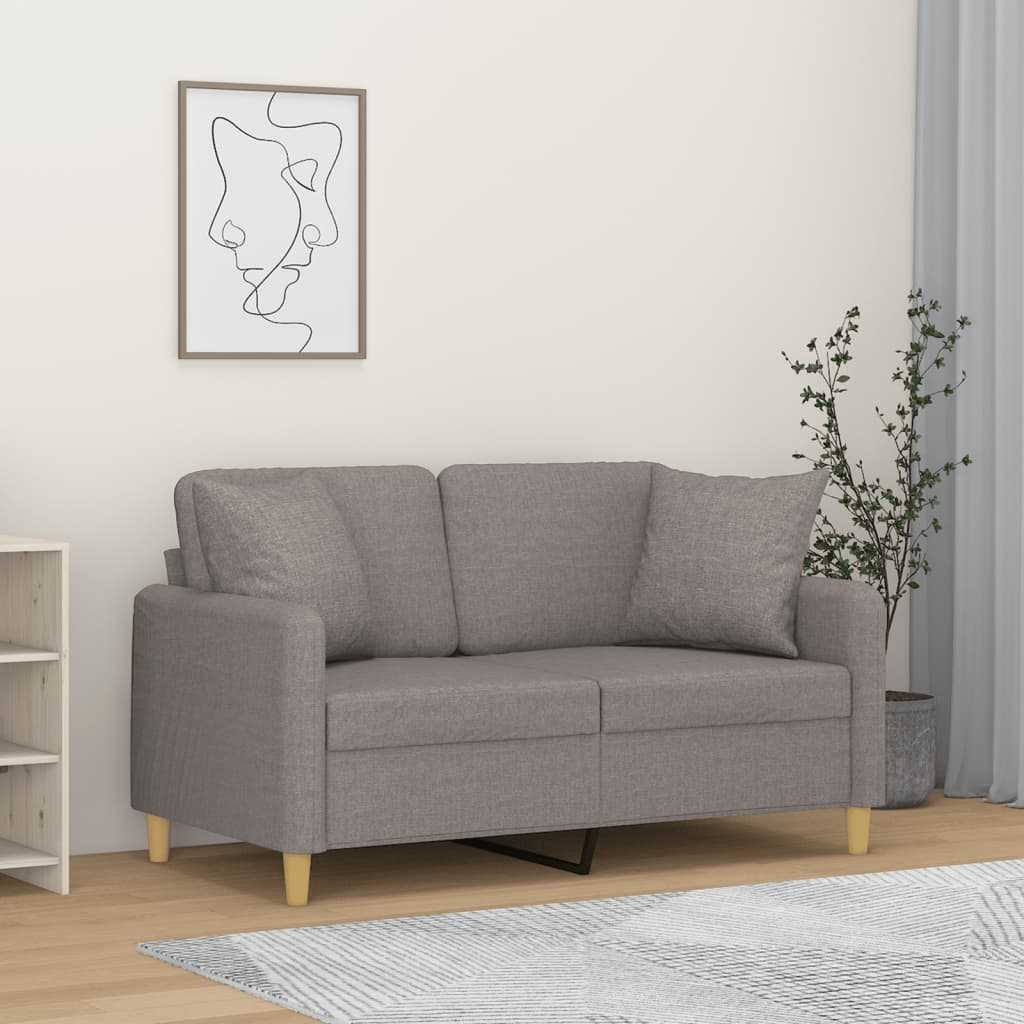 Tweezitsbank met sierkussens 120 cm stof lichtgrijs is nu te koop bij PeponiXL, paradijselijk wonen!