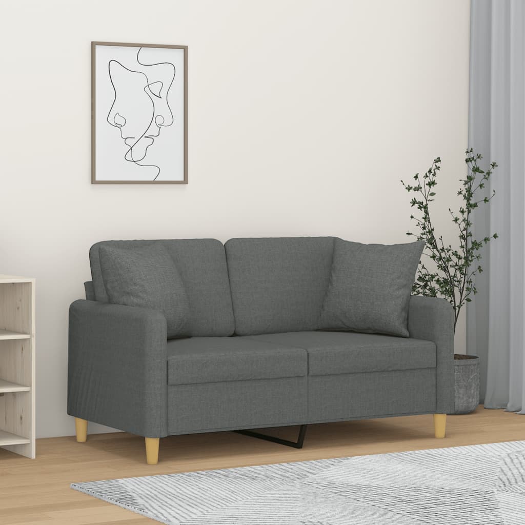 Tweezitsbank met sierkussens 120 cm stof donkergrijs is nu te koop bij PeponiXL, paradijselijk wonen!