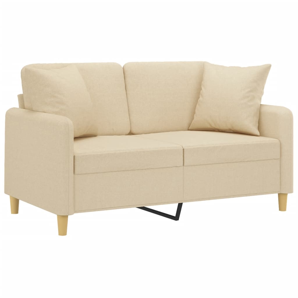 Tweezitsbank met sierkussens 120 cm stof crèmekleurig is nu te koop bij PeponiXL, paradijselijk wonen!