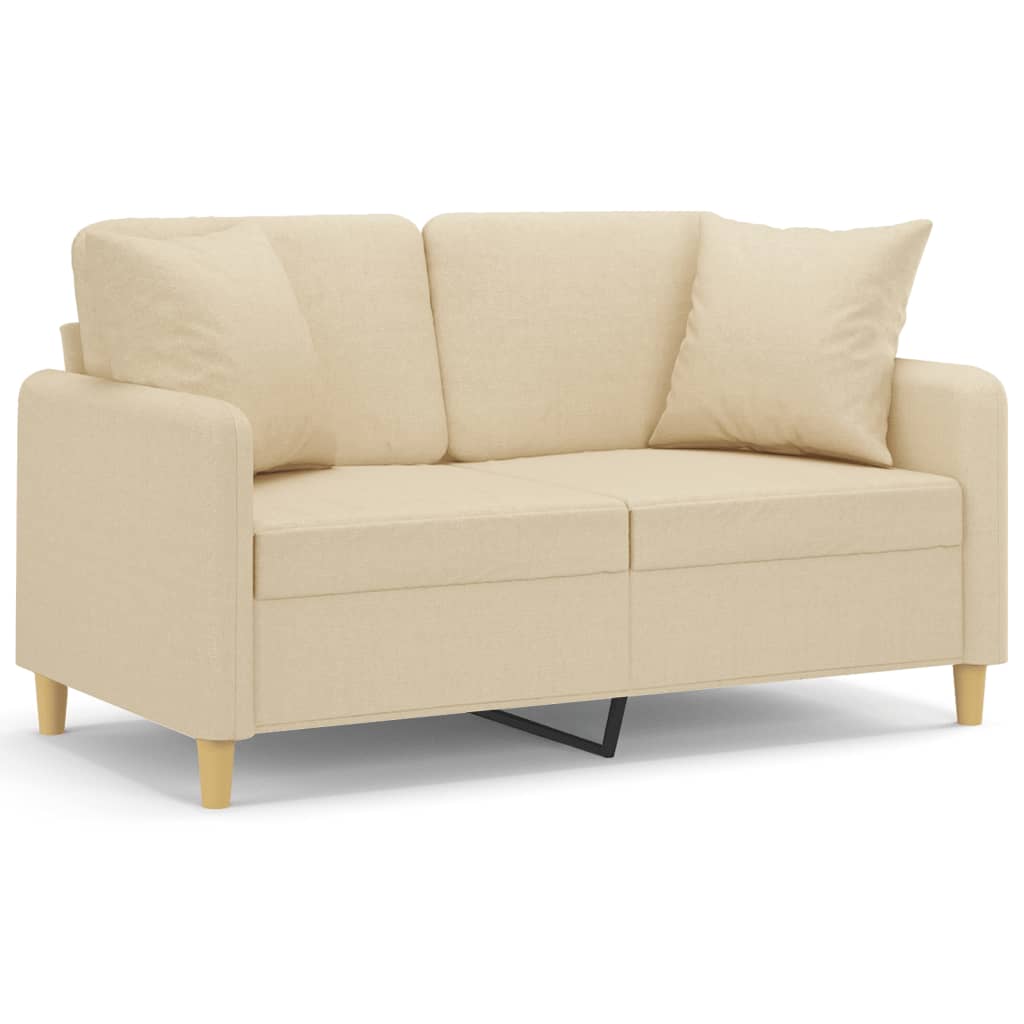 Tweezitsbank met sierkussens 120 cm stof crèmekleurig is nu te koop bij PeponiXL, paradijselijk wonen!