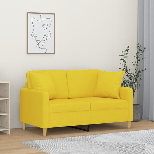 Tweezitsbank met sierkussens 120 cm stof lichtgeel is nu te koop bij PeponiXL, paradijselijk wonen!