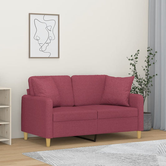 Tweezitsbank met sierkussens 120 cm stof wijnrood is nu te koop bij PeponiXL, paradijselijk wonen!