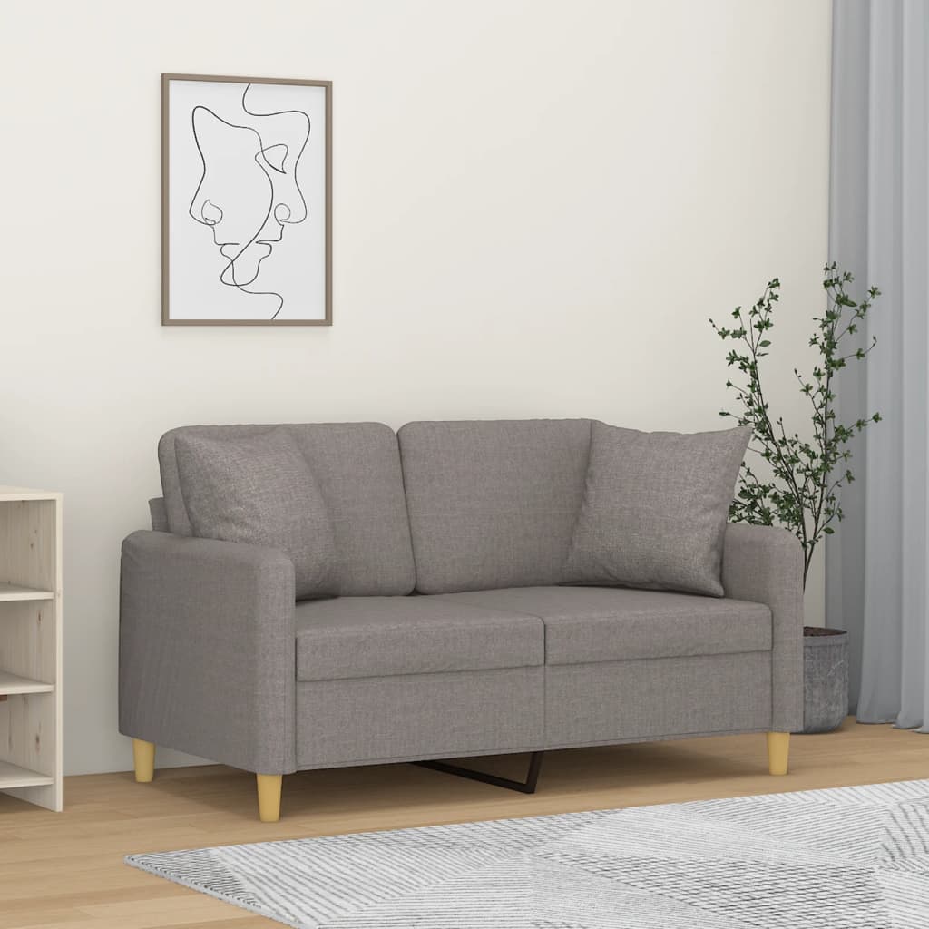 Tweezitsbank met sierkussens 120 cm stof taupe is nu te koop bij PeponiXL, paradijselijk wonen!