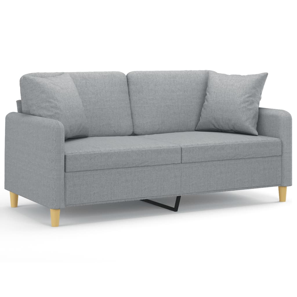 Tweezitsbank met sierkussens 140 cm stof lichtgrijs is nu te koop bij PeponiXL, paradijselijk wonen!