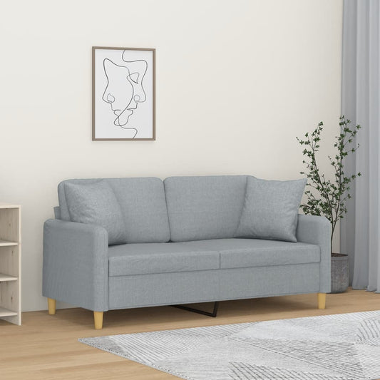 Tweezitsbank met sierkussens 140 cm stof lichtgrijs is nu te koop bij PeponiXL, paradijselijk wonen!
