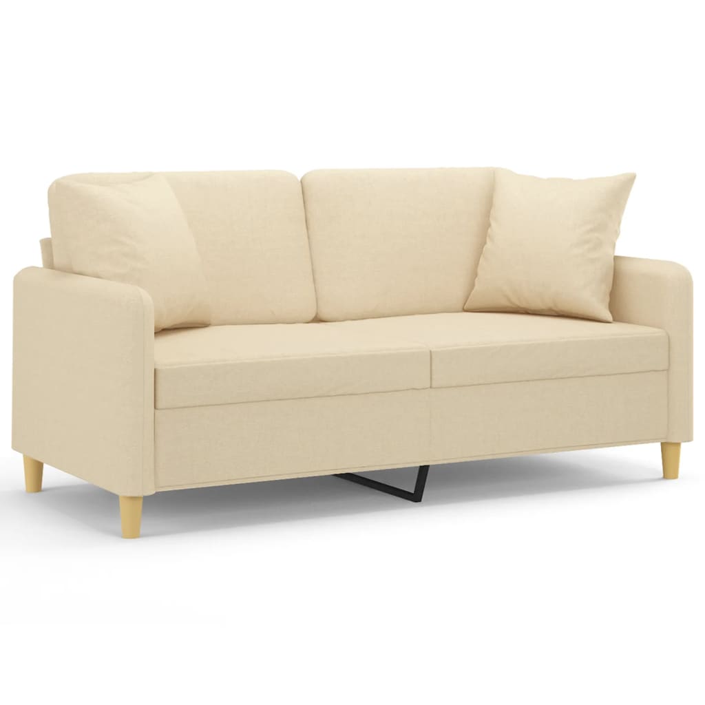 Tweezitsbank met sierkussens 140 cm stof crèmekleurig is nu te koop bij PeponiXL, paradijselijk wonen!