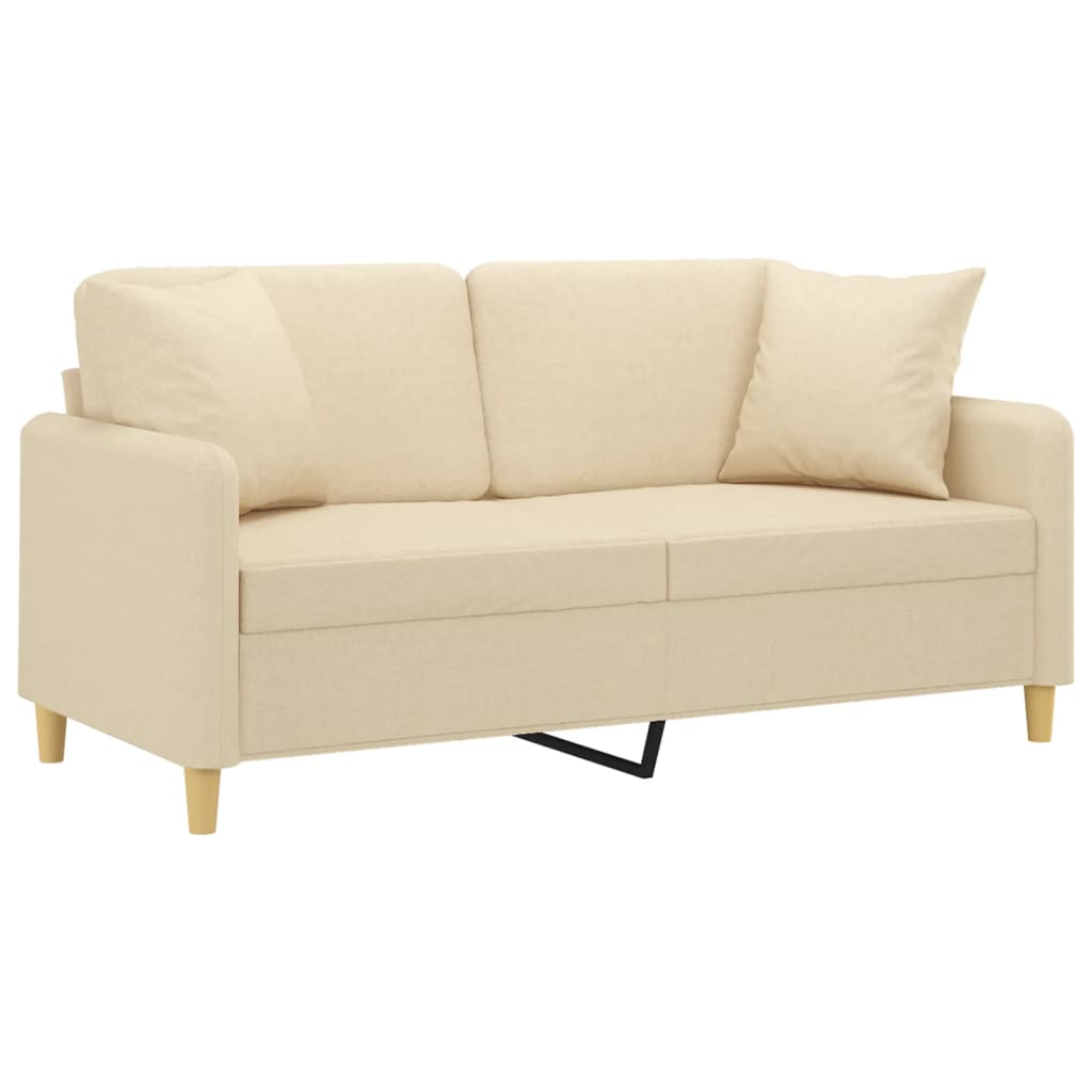 Tweezitsbank met sierkussens 140 cm stof crèmekleurig is nu te koop bij PeponiXL, paradijselijk wonen!