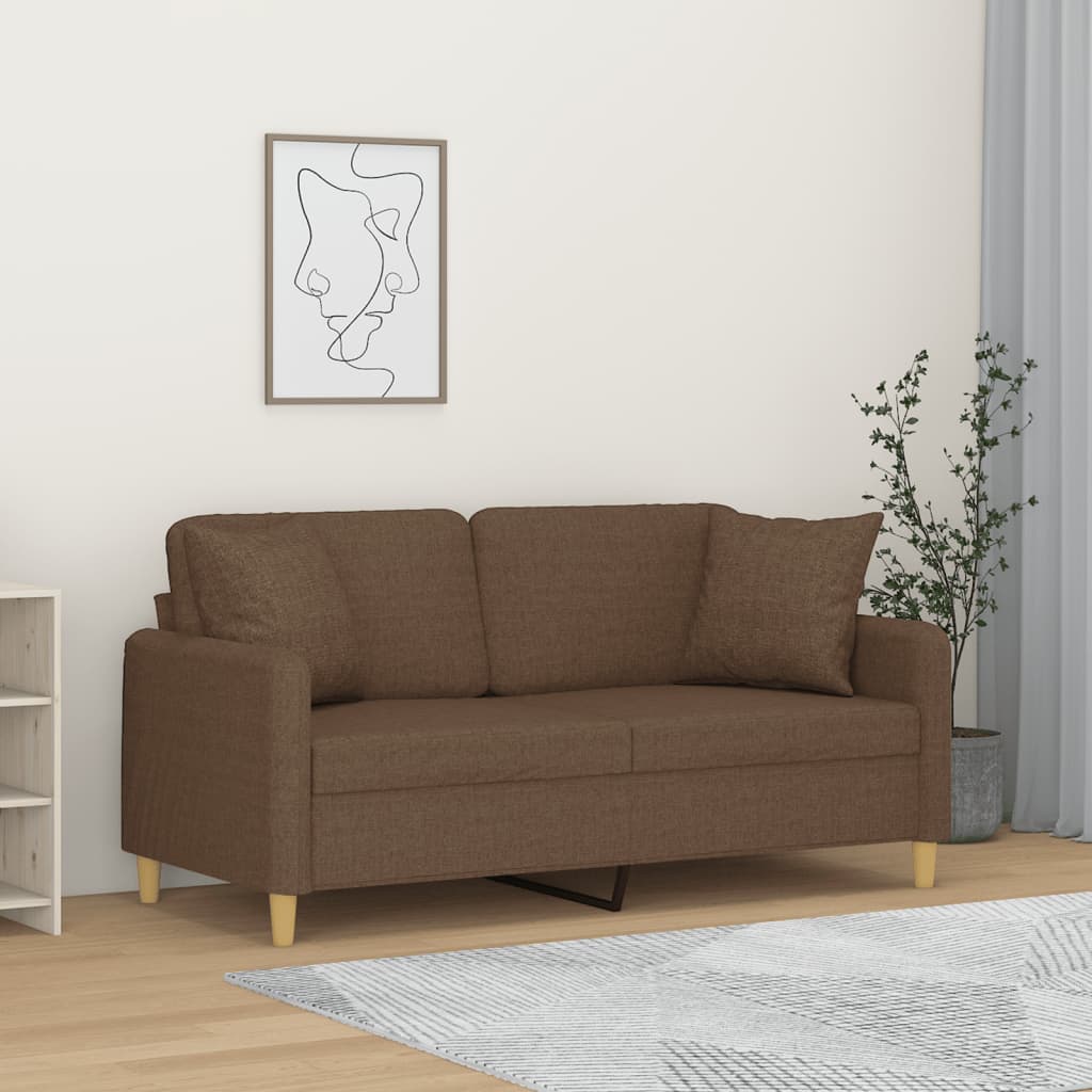 Tweezitsbank met sierkussens 140 cm stof bruin is nu te koop bij PeponiXL, paradijselijk wonen!