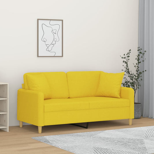Tweezitsbank met sierkussens 140 cm stof lichtgeel is nu te koop bij PeponiXL, paradijselijk wonen!