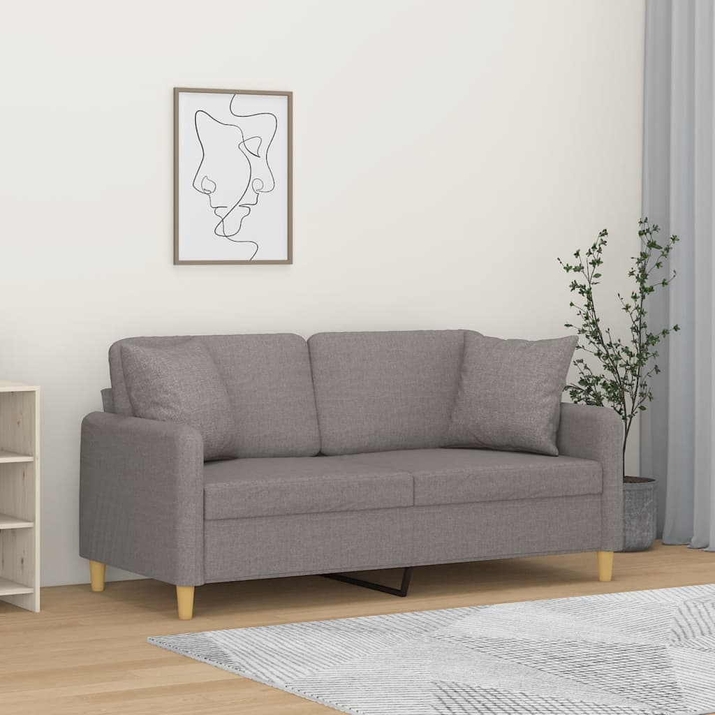 Tweezitsbank met sierkussens 140 cm stof taupe is nu te koop bij PeponiXL, paradijselijk wonen!