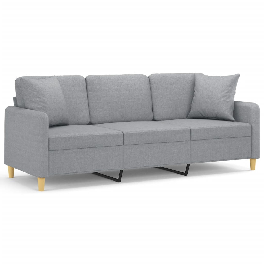 Driezitsbank met sierkussens 180 cm stof lichtgrijs is nu te koop bij PeponiXL, paradijselijk wonen!