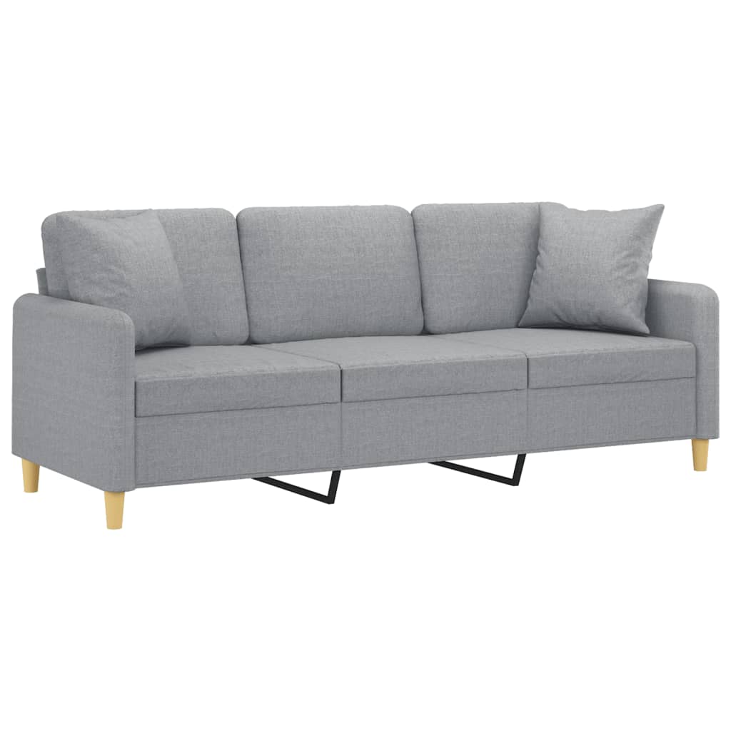 Driezitsbank met sierkussens 180 cm stof lichtgrijs is nu te koop bij PeponiXL, paradijselijk wonen!