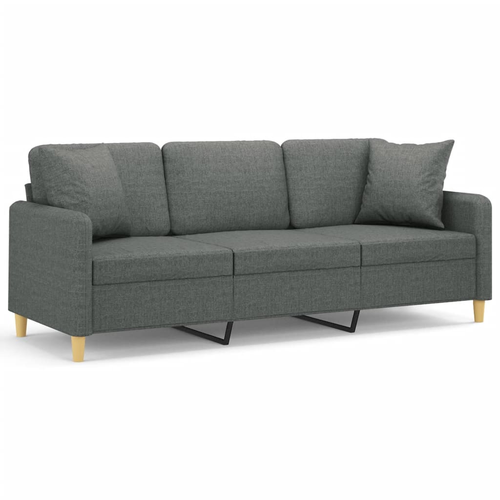 Driezitsbank met sierkussens 180 cm stof donkergrijs is nu te koop bij PeponiXL, paradijselijk wonen!