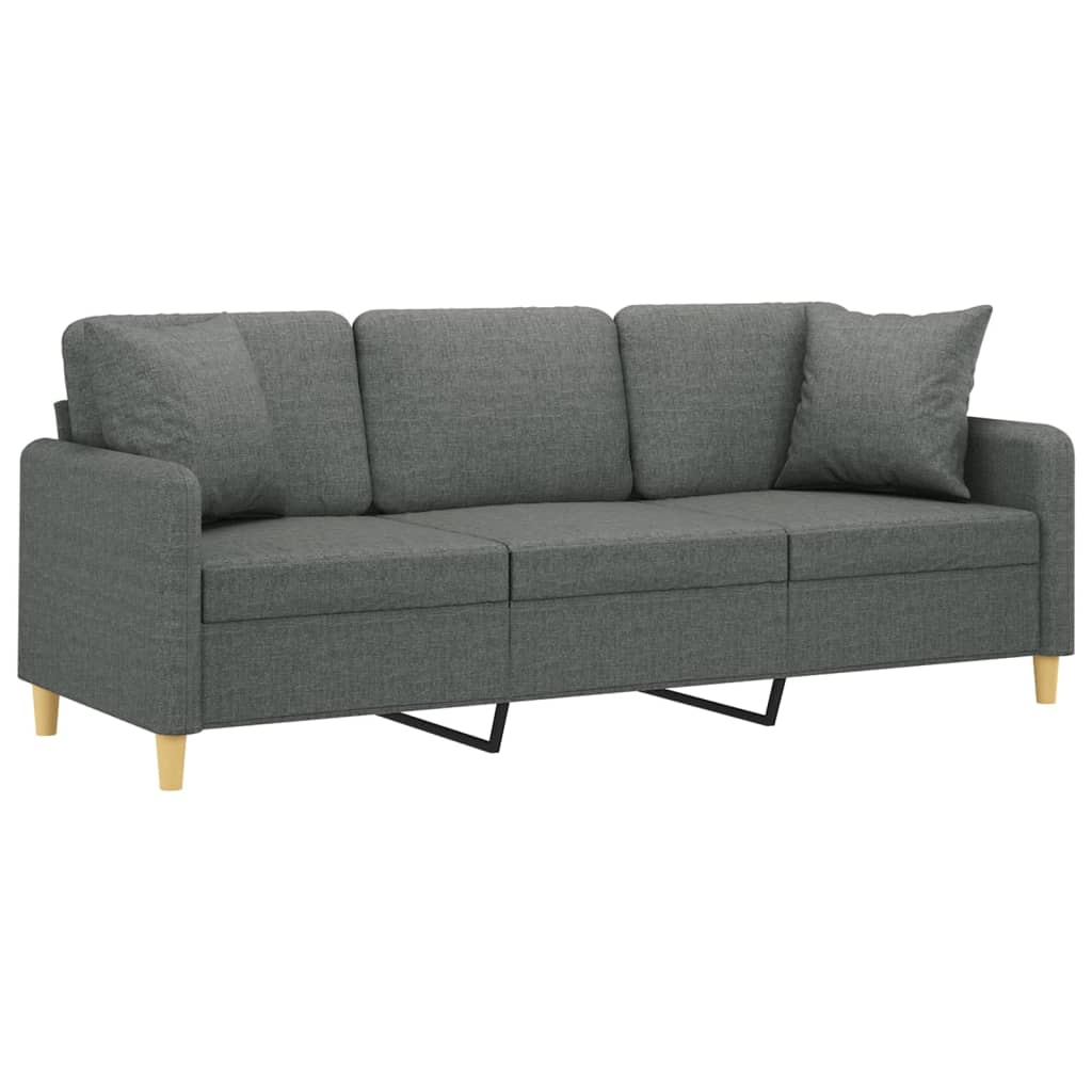 Driezitsbank met sierkussens 180 cm stof donkergrijs is nu te koop bij PeponiXL, paradijselijk wonen!