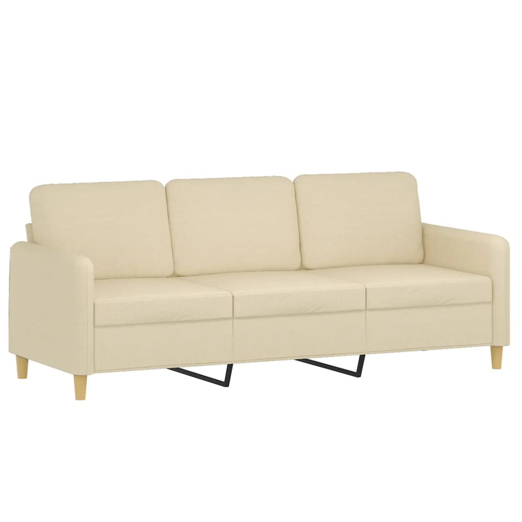 Driezitsbank met sierkussens 180 cm stof crèmekleurig is nu te koop bij PeponiXL, paradijselijk wonen!